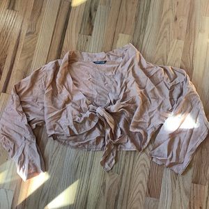 Tie front Shein beige crop